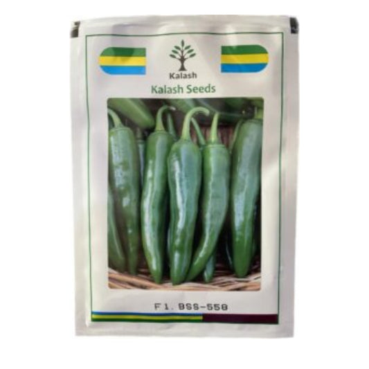 Kalash Chilli BSS 558 F1 Hybrid Seeds, For Green Purpose, Medium Pungency