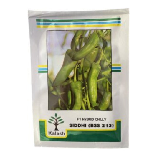 Pack of F1 Hybrid Chilly Siddhi (BSS 213) by Kalash on a white background