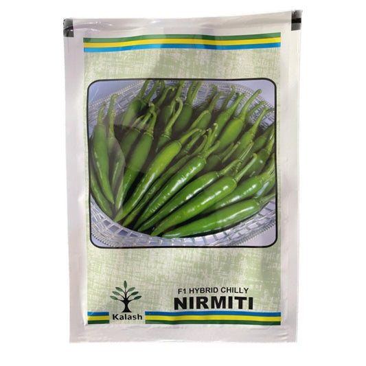 Kalash Chilli KSP 1347 Nirmiti F1 Hybrid Seeds, Pungent Variety, Erect Green Short Fruit Plant