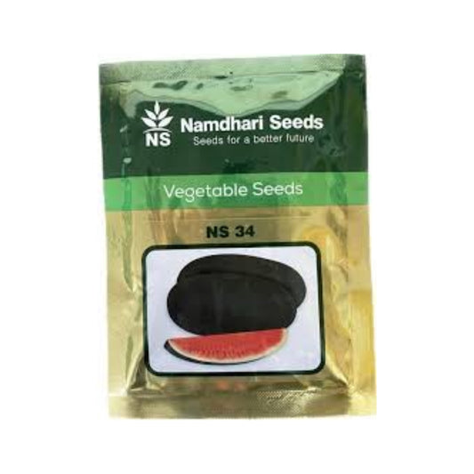 Namdhari Watermelon NS 34 (IBH) Seeds, Dark Green, Oblong, Ice Box Type Hybrid