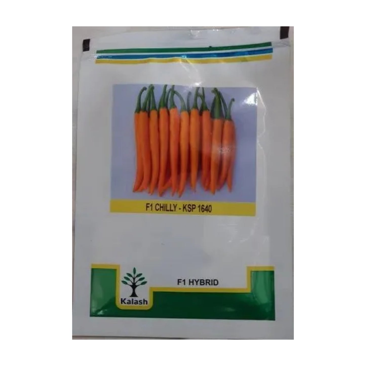 Kalash Chilli KSP 1640 Saffron F1 Hybrid Seeds, Highly Pungent Variety, Erect Yellow Short Fruit Plant